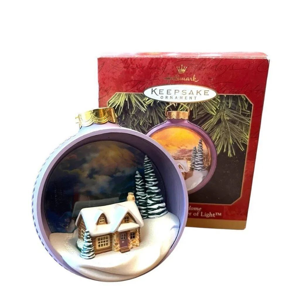 1997 Thomas Kinkade Warmth Of Home Hallmark Keepsake Christmas Ornament Light Up